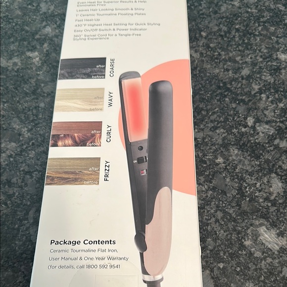 Simply Beautiful Vivitar Ceramic Tourmaline Flat Iron 1" Smooth & Straight NWT - Picture 8 of 8